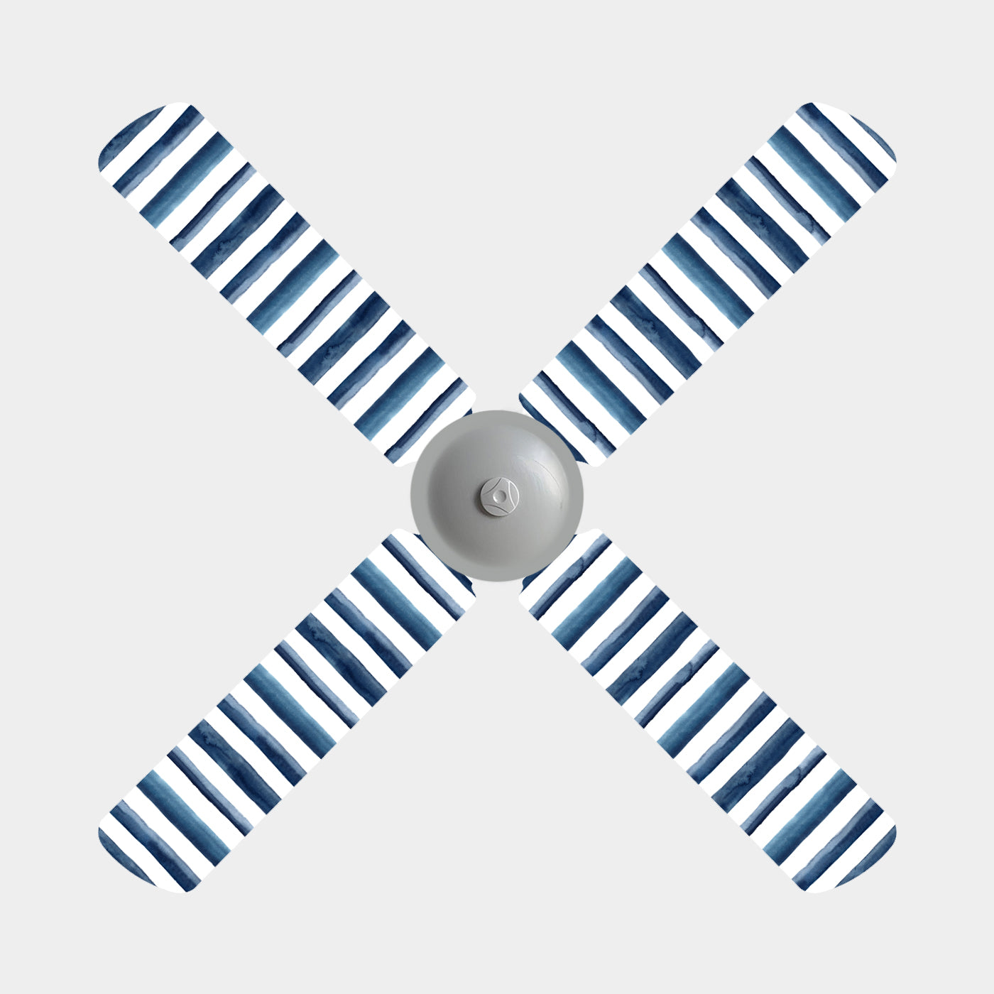 Set of 4 Blue Stripe ceiling fan blade covers in watercolour navy and white — Fan Friends Australia