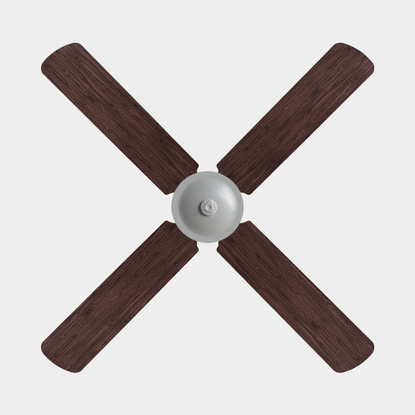 4 blade ceiling fan with dark woodgrain fabric fan blade covers