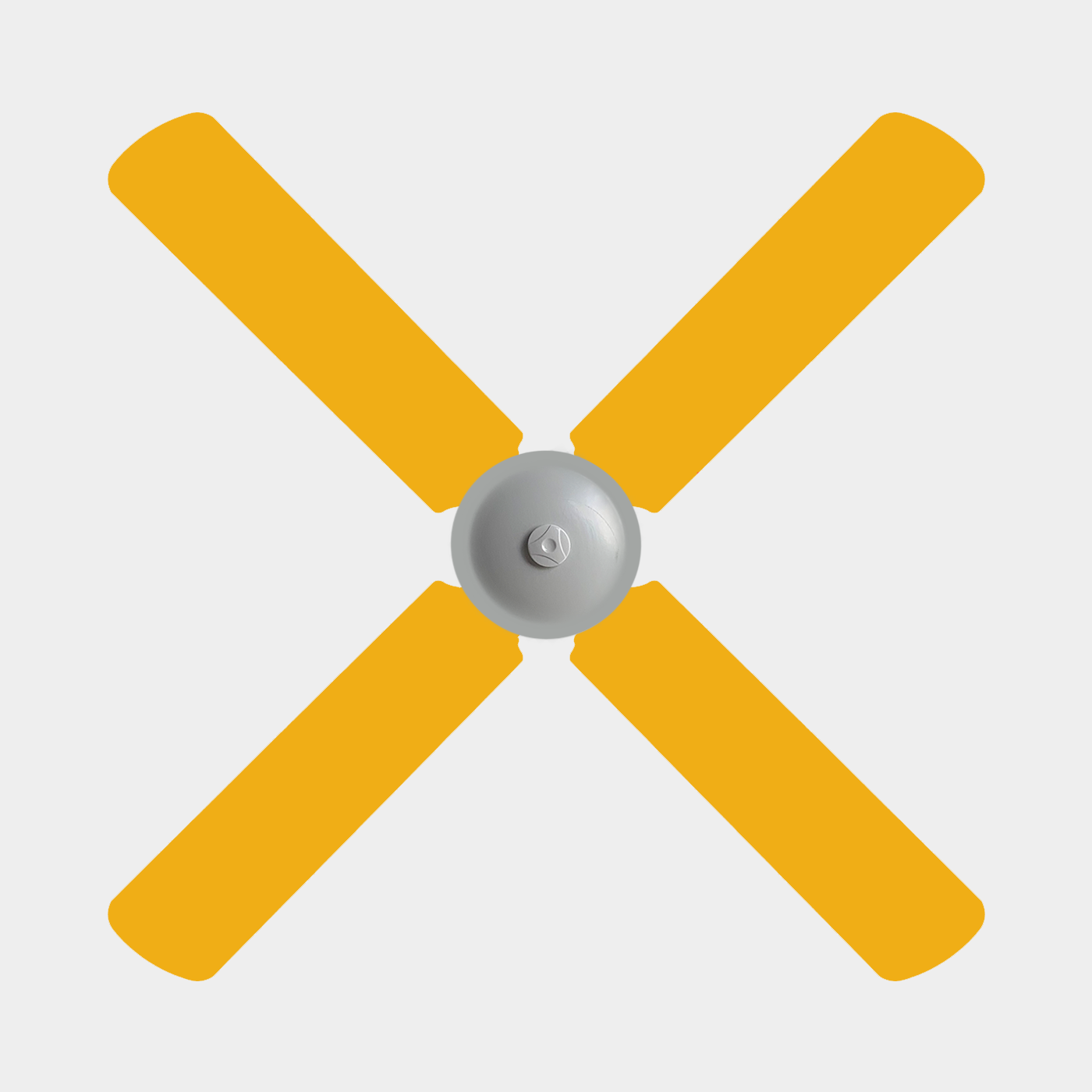 Vibrant yellow coloured fan blade covers on four blade ceiling fan