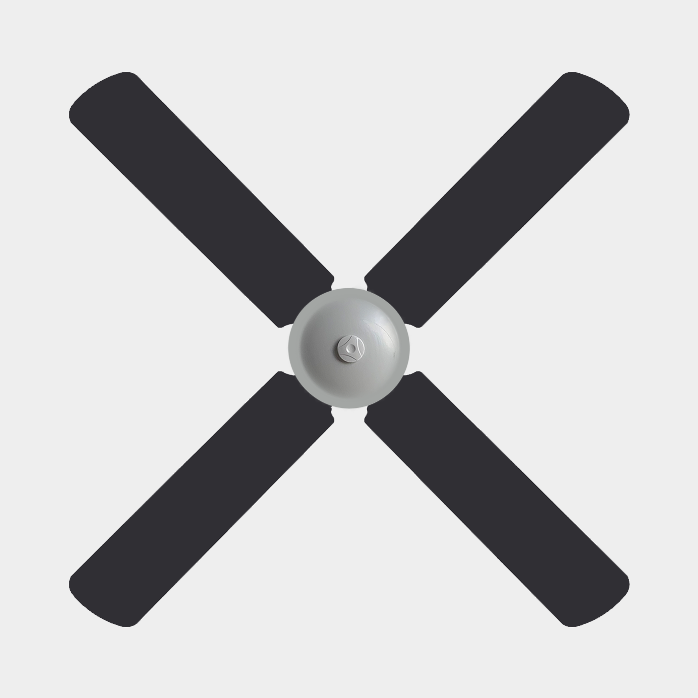 Solid charcoal coloured fan blade covers on four blade ceiling fan