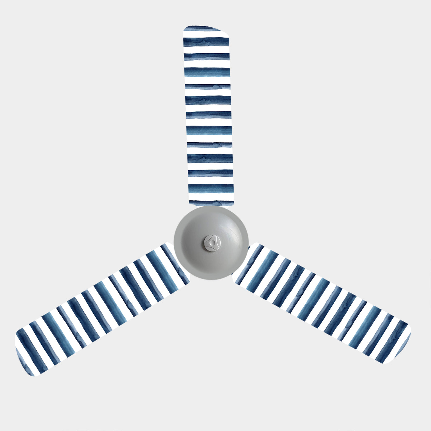 Set of 3 Blue Stripe ceiling fan blade covers in watercolour navy and white — Fan Friends Australia