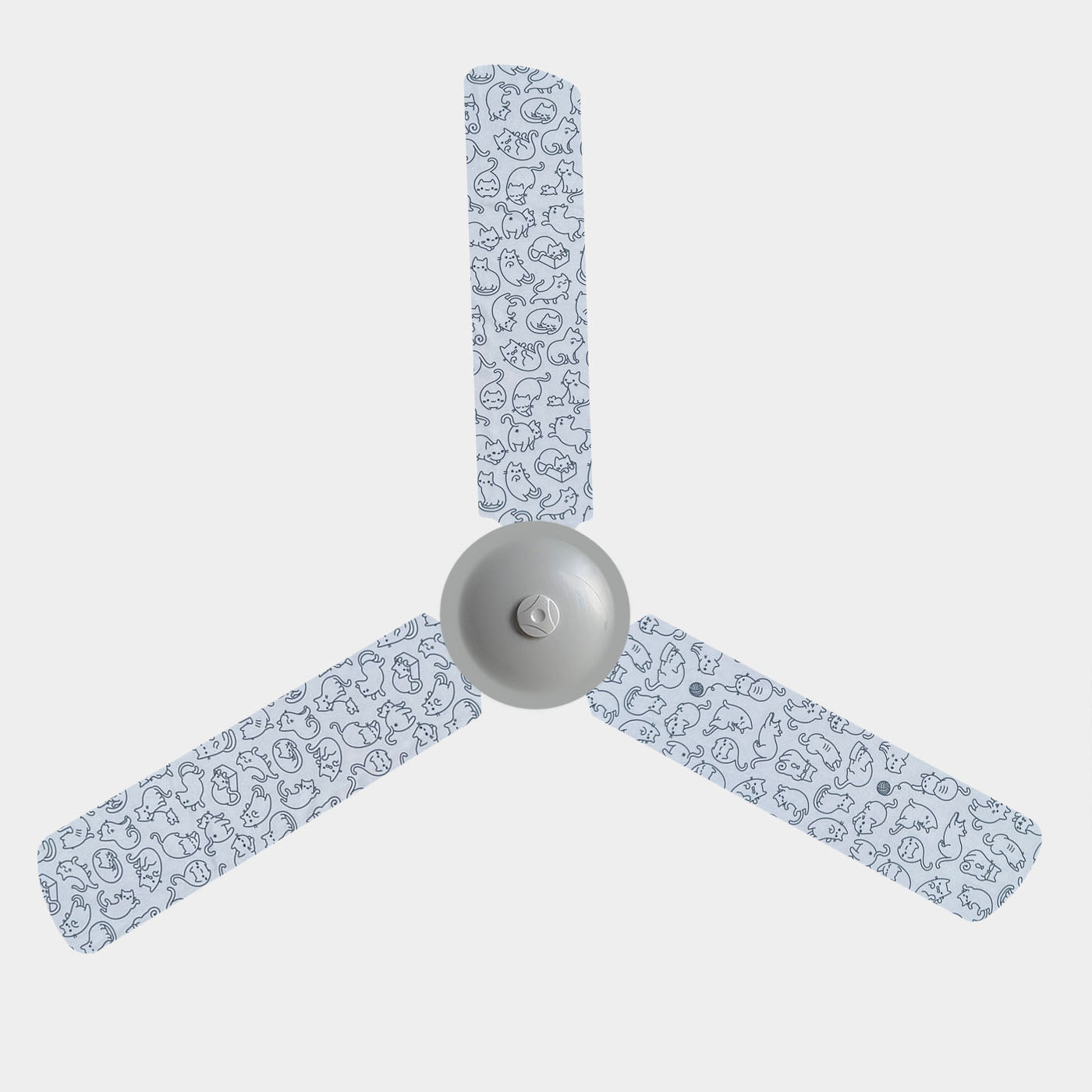 Playful cats in black line drawings on a white background ceiling fan blade covers on a 3 blade fan
