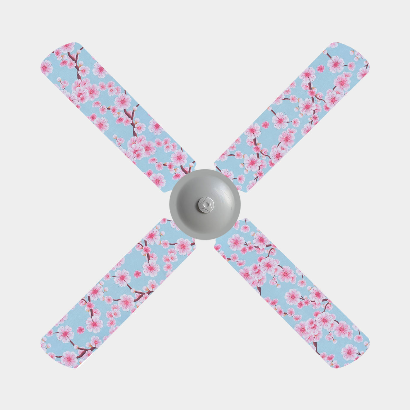 Cherry Blossom flowers on a blue background fan blade covers on a 3 blade fan