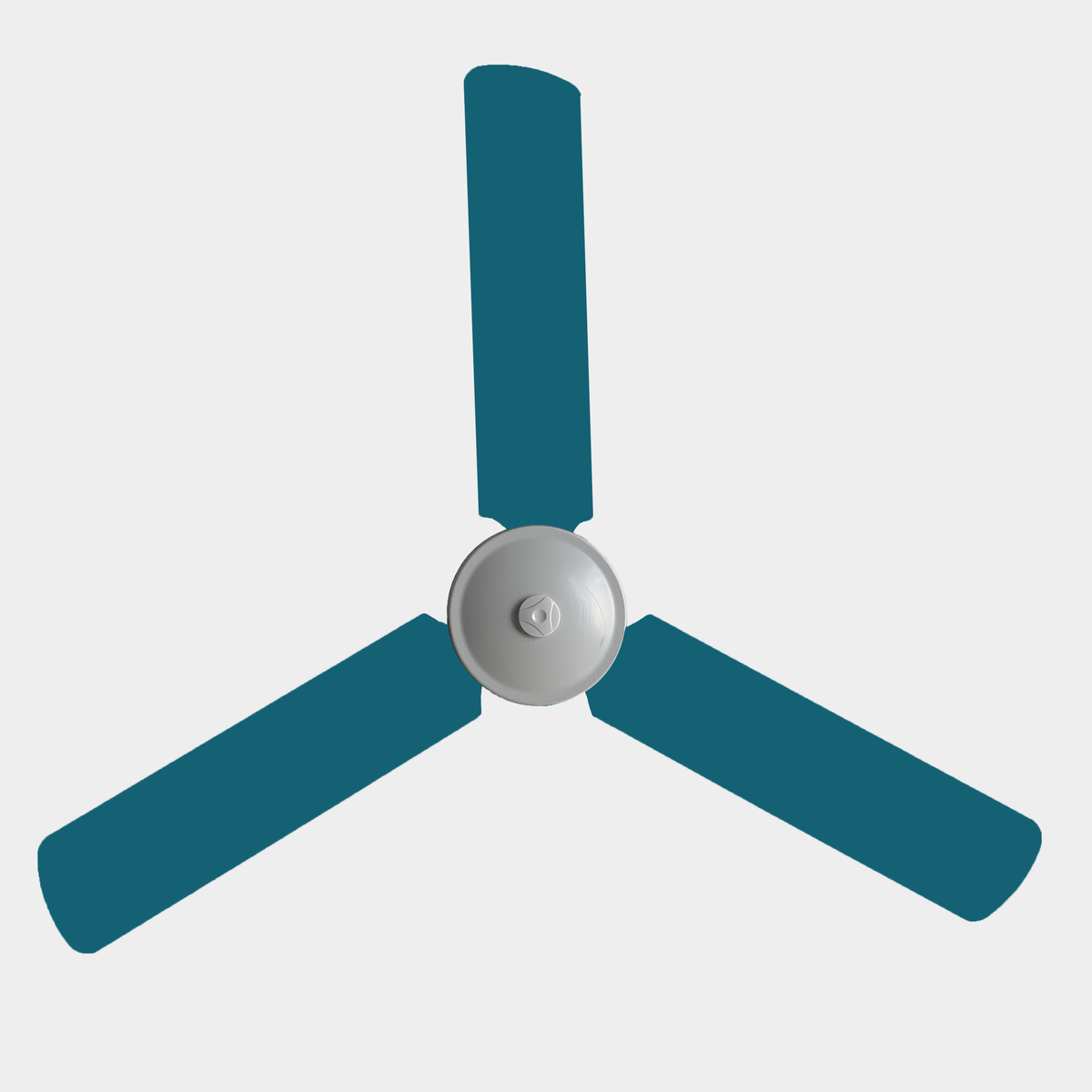 Teal coloured fan blade covers on a fan