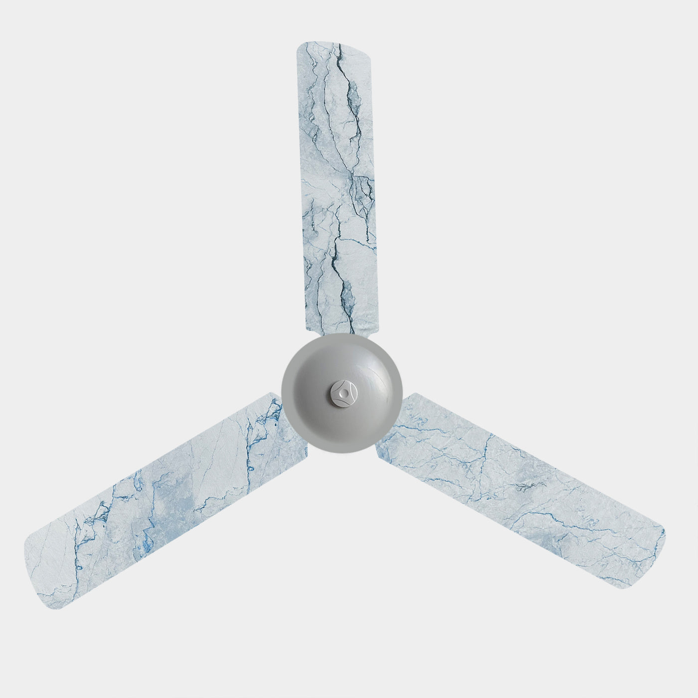 3 blade ceiling fan with marble pattern blades on a white background