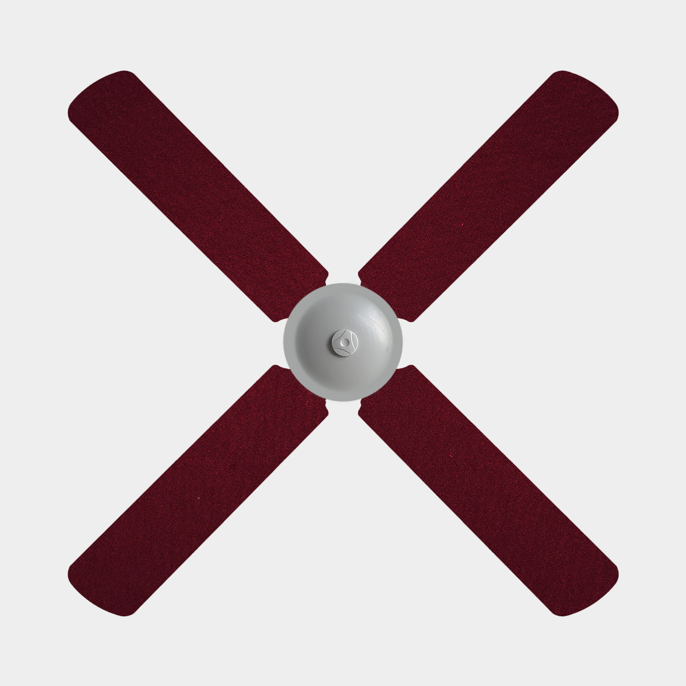 Maroon coloured ceiling fan blade covers on a 3 blade ceiling fan