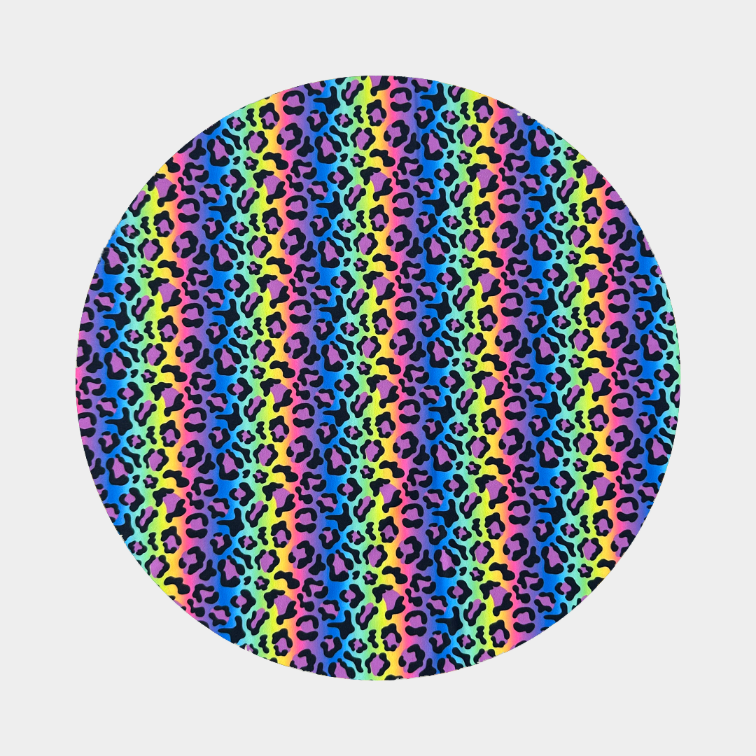 Rainbow Leopard print fabric swatch
