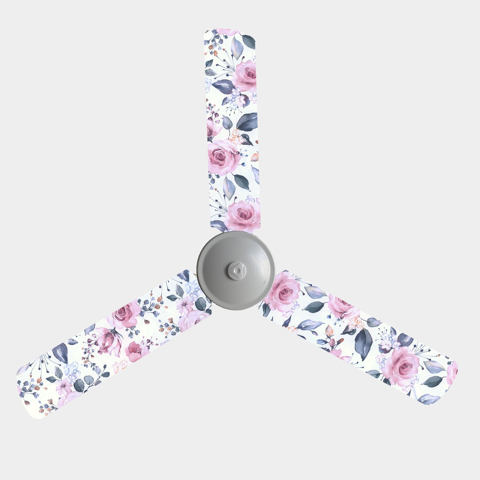 Fan blade socks with large pink roses and green leaves and on a white background