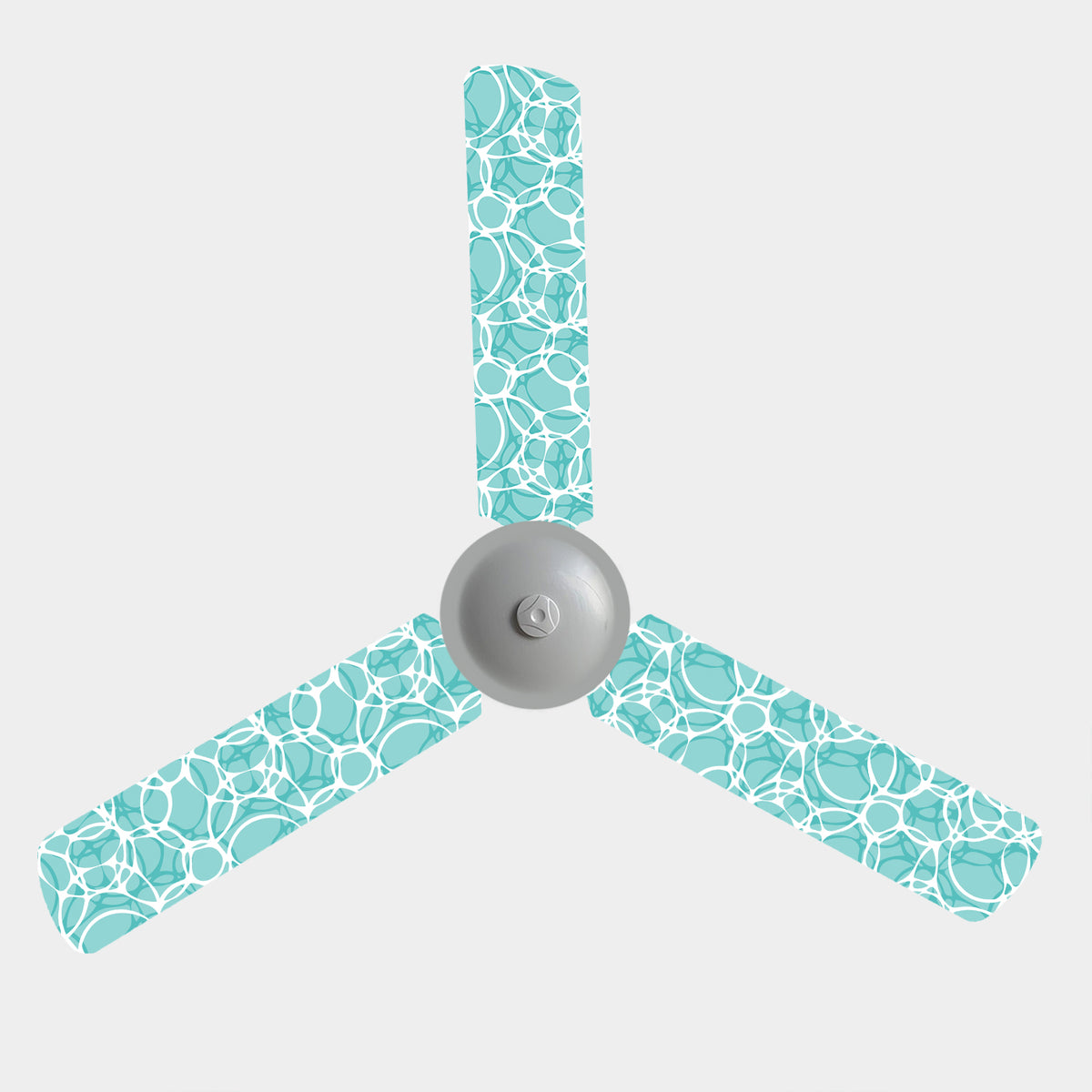 Set of 3 Seafoam ceiling fan blade covers in aqua abstract bubble print — Fan Friends Australia