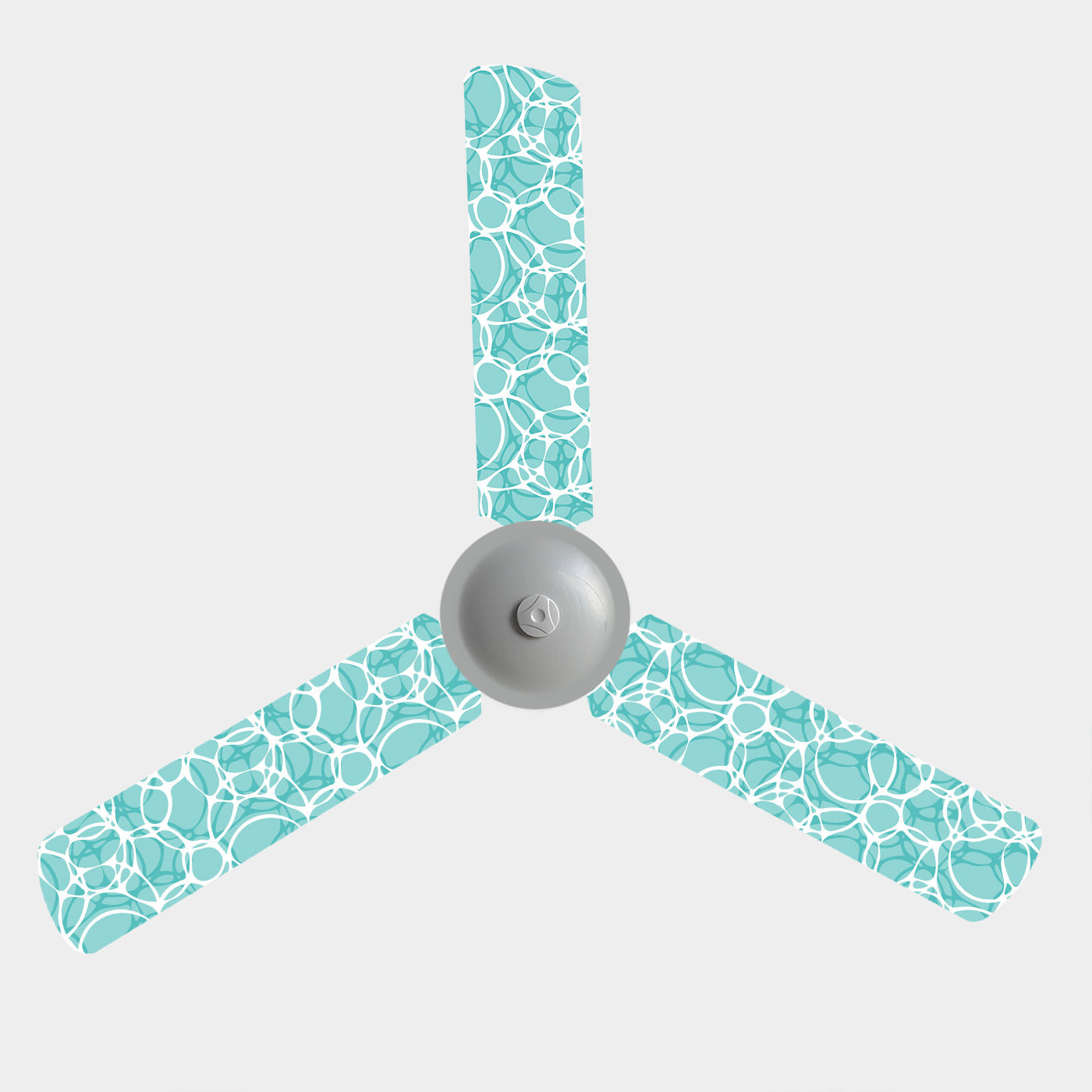 Set of 3 Seafoam ceiling fan blade covers in aqua abstract bubble print — Fan Friends Australia
