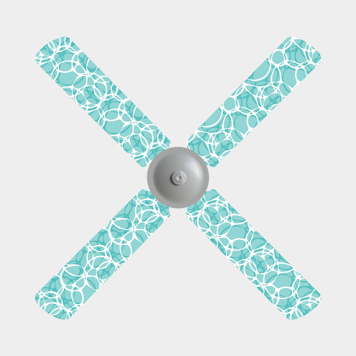 Set of 4 Seafoam ceiling fan blade covers in aqua abstract bubble print — Fan Friends Australia