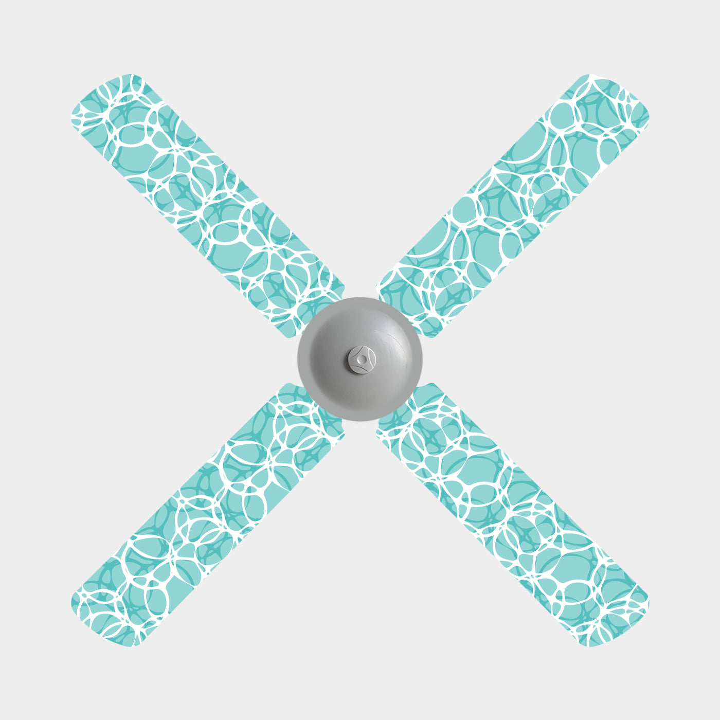 Set of 4 Seafoam ceiling fan blade covers in aqua abstract bubble print — Fan Friends Australia
