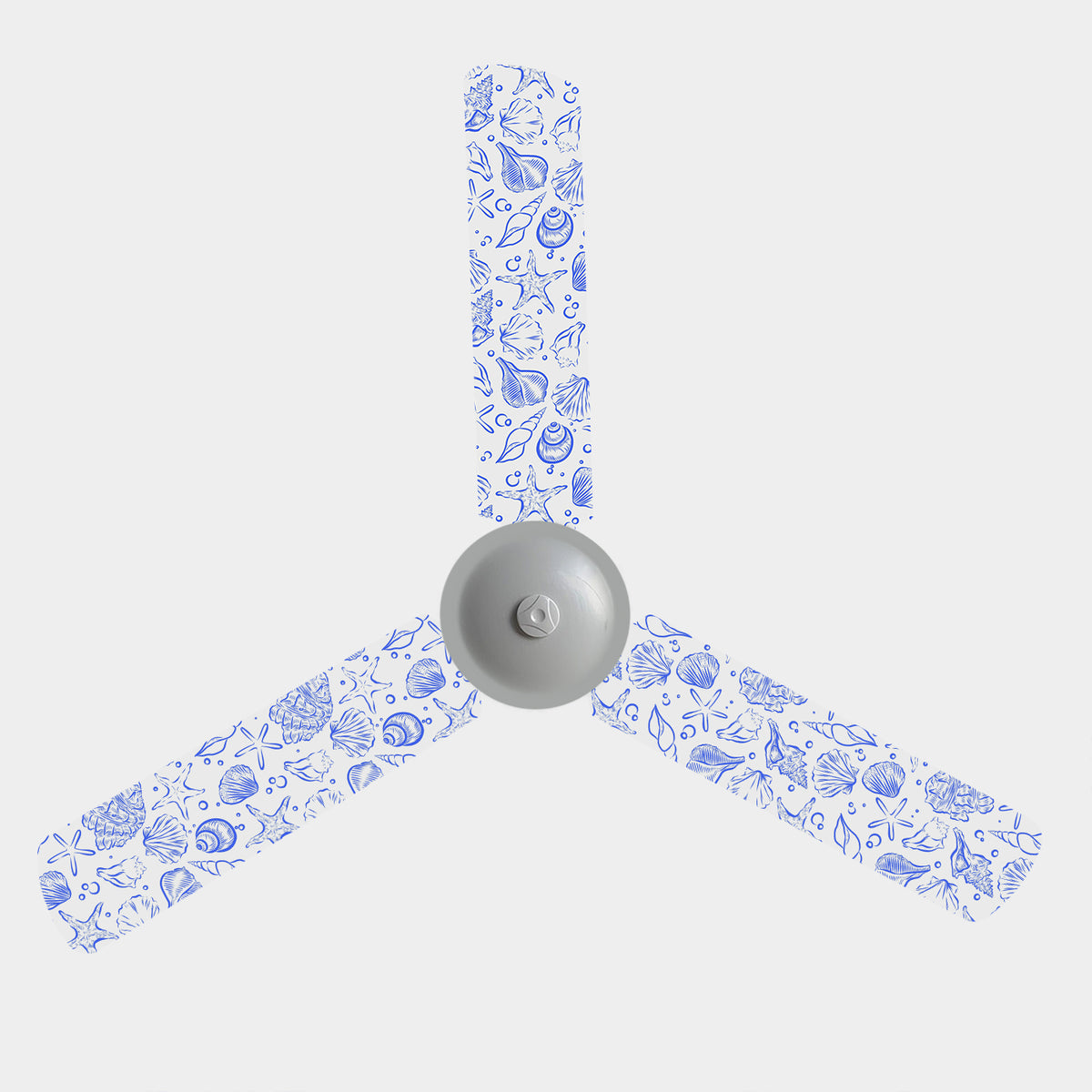 Set of 3 Seashells ceiling fan blade covers in blue shell print — Fan Friends Australia