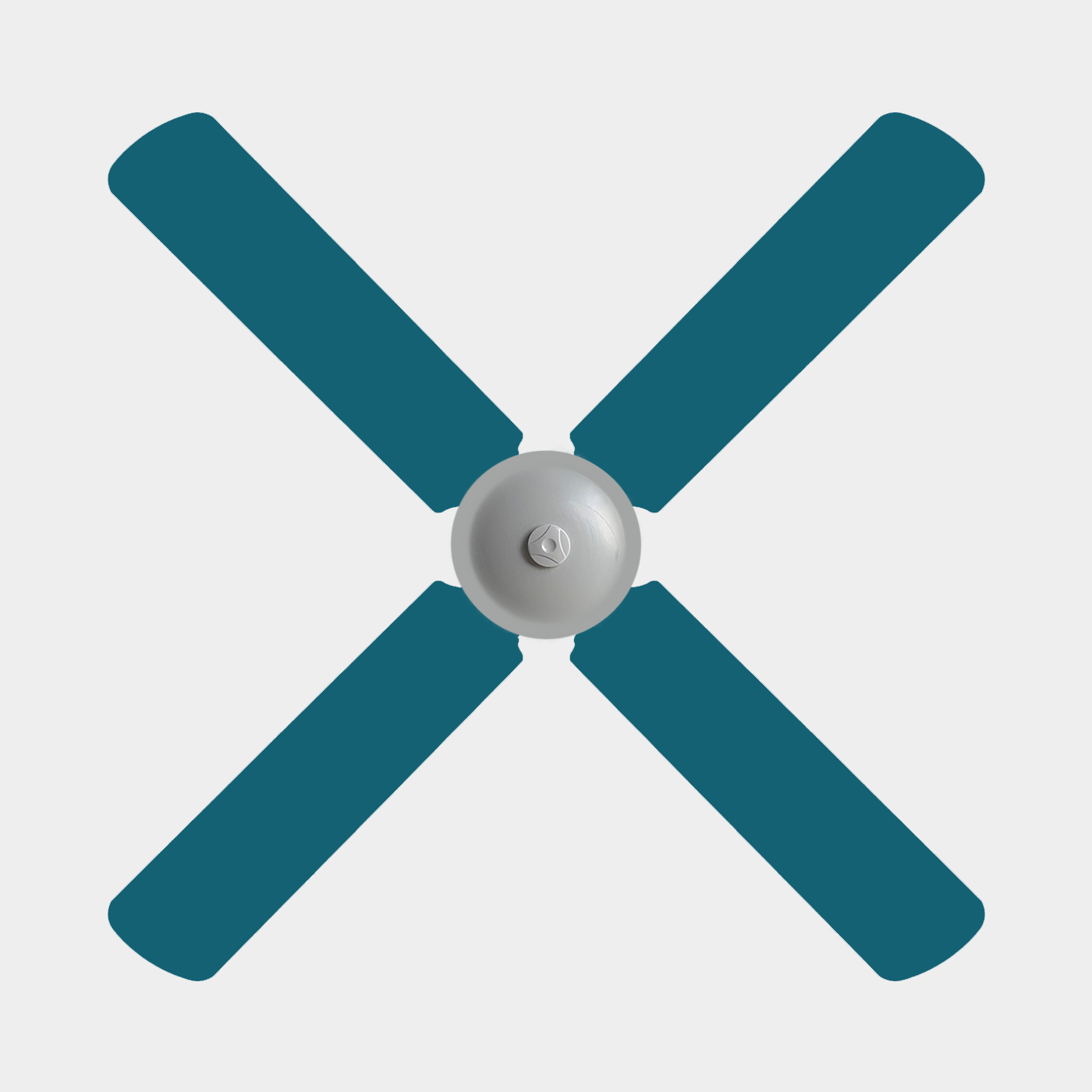 Teal coloured fan blade covers on a fan