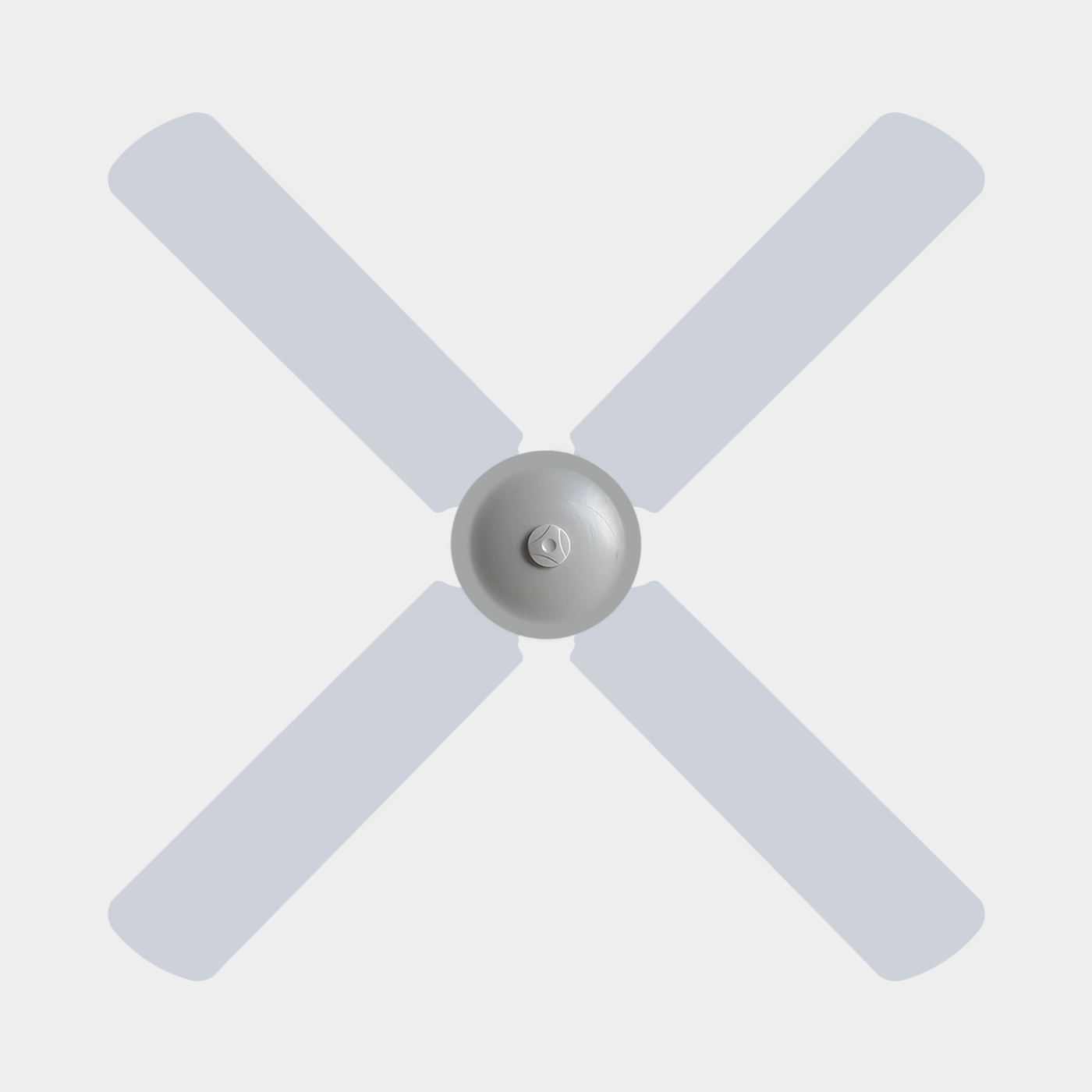 White fan blade covers on a three bladed fan