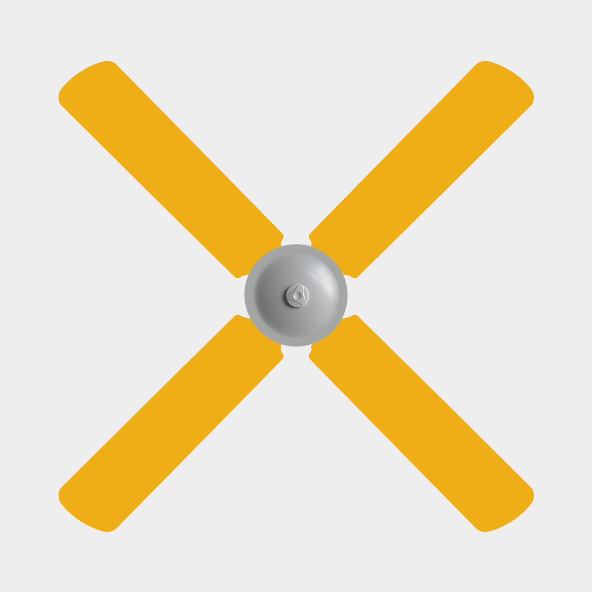 Vibrant yellow coloured fan blade covers on four blade ceiling fan