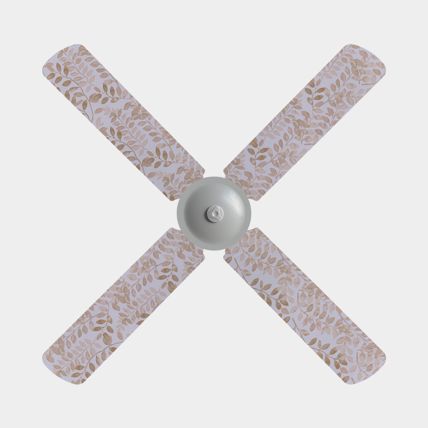Three blade ceiling fan blade covers with rusty leaves on a beige background pattern