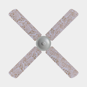 Four blade ceiling fan blade covers with rusty leaves on a beige background pattern