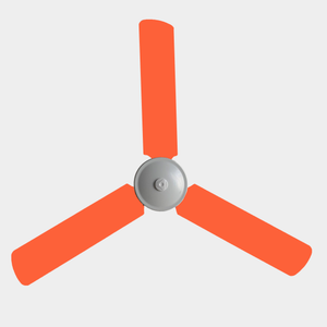 Orange fan blade sleeves on three blade fan