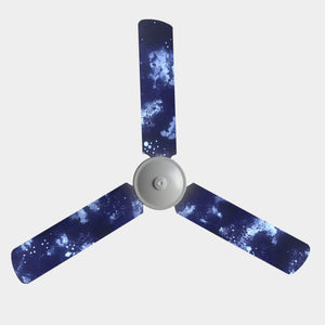 three fan blade covers with navy blue night sky inspired pattern