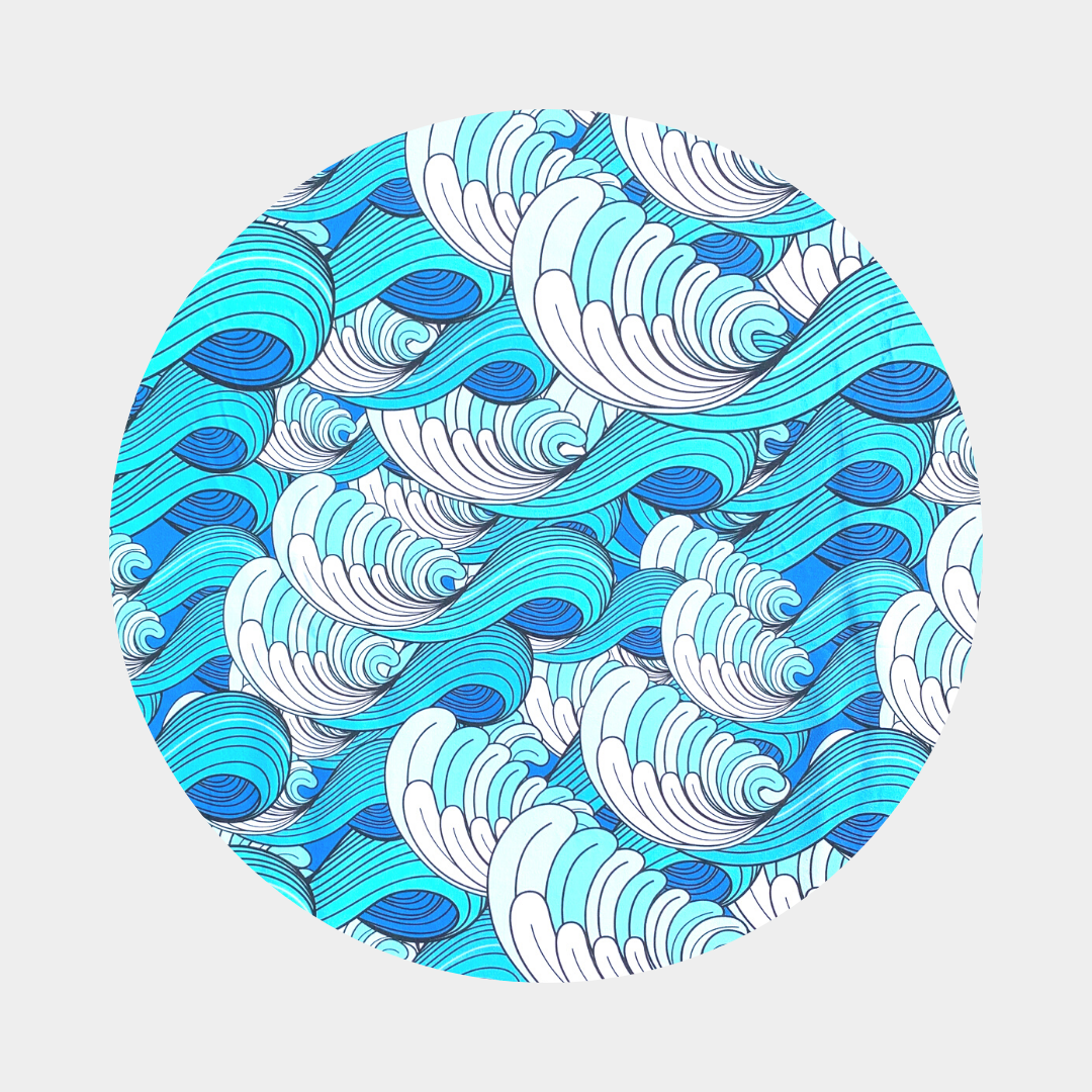 Ceiling fan blde cover with blue and white waves design