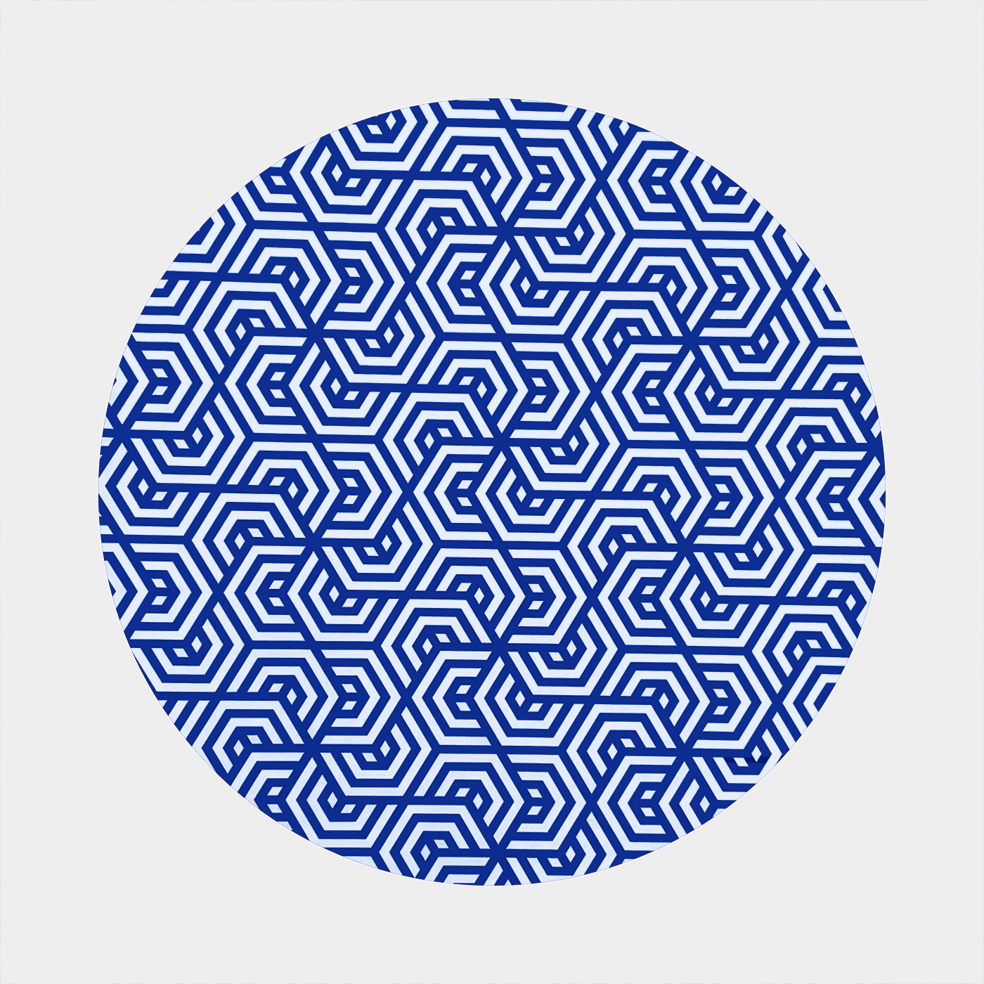 Fabric pattern with blue and white geometric pattern