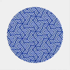Fabric pattern with blue and white geometric pattern