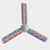 Fan blade covers with white background and blue, purple, red, orange, yellow, and green hearts on a three blade fan